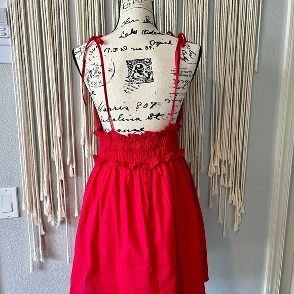PINK LILY Red Cotton Mini Dress | Size Medium | - Picture 9 of 12